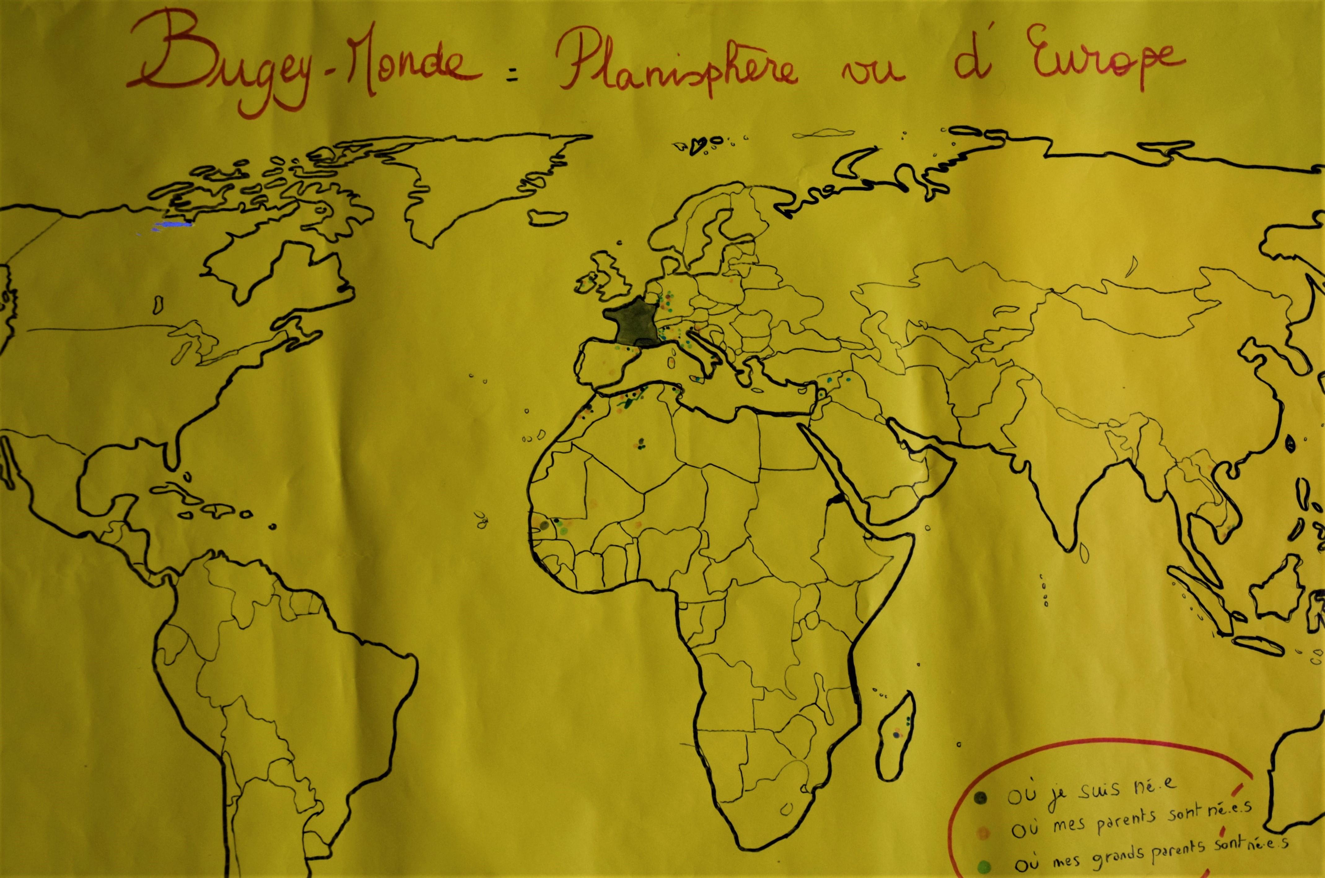 carte planisphère Bugey-Monde